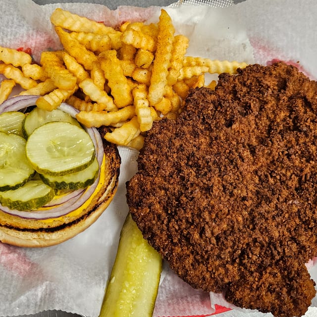 Pork Schnitzel Sandwich.
