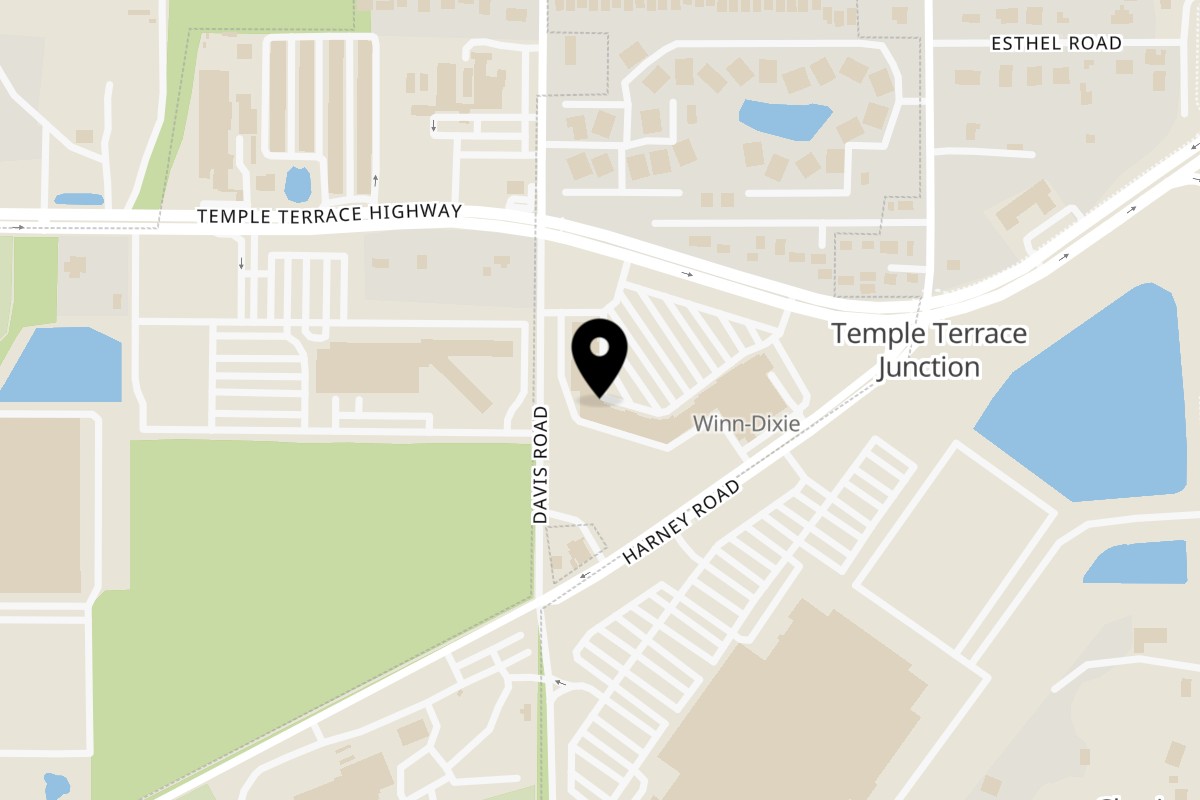 Map showing the location of Uncle Fats Tavern on 8745 Temple Terrace Hwy in Temple Terrace